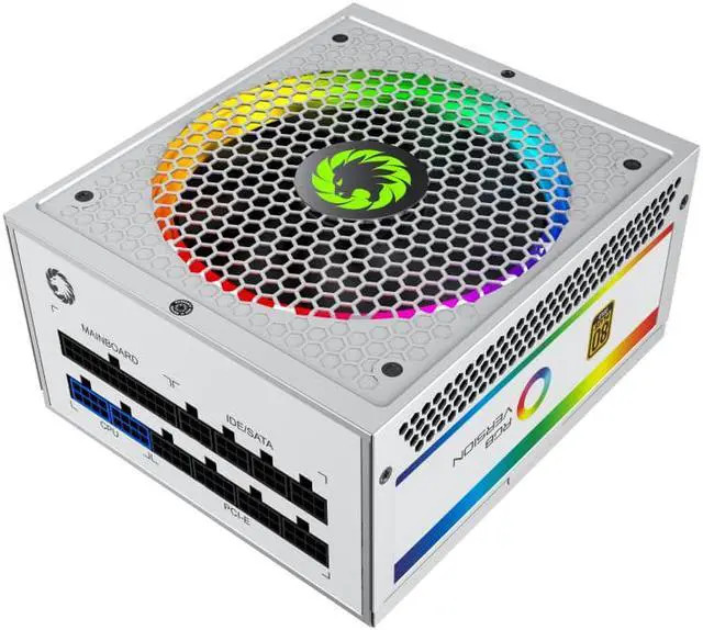 RGB-850 Pro Fully Modular Power Supply, 80 PLUS Gold Certification, 12V Synchronous Rectification Design, 140mm ARGB Fan, Support Motherboard RGB Light Synchronization - White