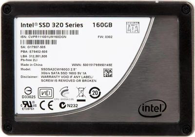 Intel 320 Series SSDSA2CW160G310 160GB 2.5" MLC SSD SATA 3.0 Gb/s Hard Drive
