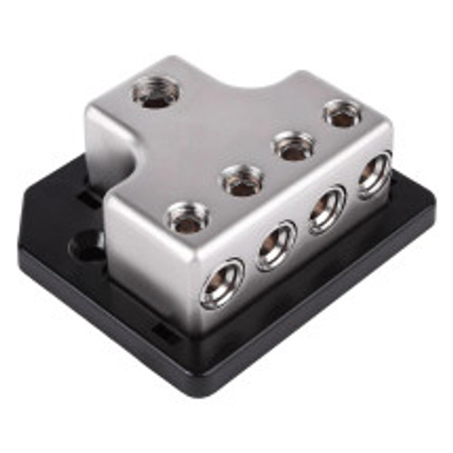 Skar Audio SK-DIST-BLK2 1 x 1/0 or 4 Gauge to 4 x 4 or 8 Gauge Power Distribution Block