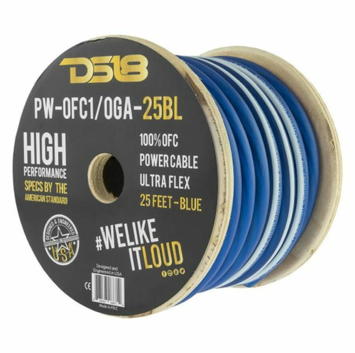 DS18 PW-OFC1/0GA-25BL 1/0-GA Ultra Flex 100% OFC Ground, Power Cable,25 Feet, BLUE