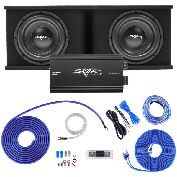 Skar Audio BNDLE-SDR-2X12D4 Dual 12" 2,400 Watt SDR Series Complete Subwoofer Package with Vented Enclosure and Amplifier