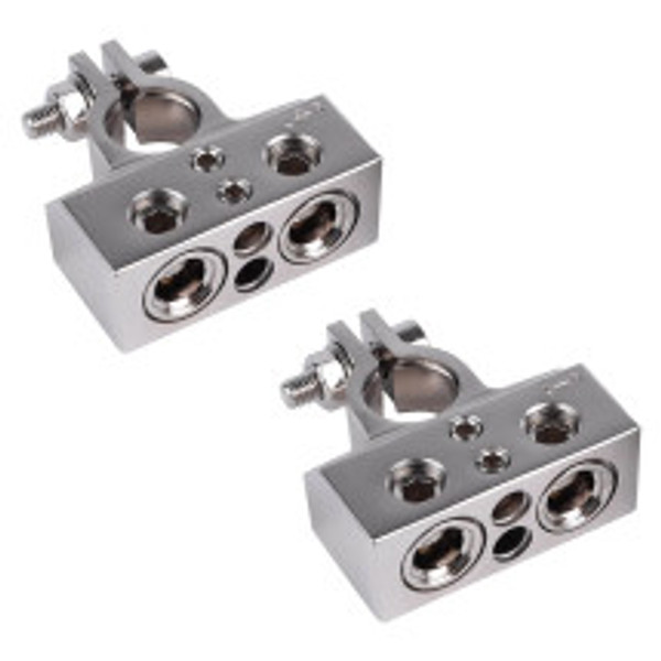Skar Audio SK-BATTERMS1 2 x 0/4 Gauge and 2 x 8/10 Gauge (+/-) Top Post Heavy Duty Positive and Negative Battery Terminals