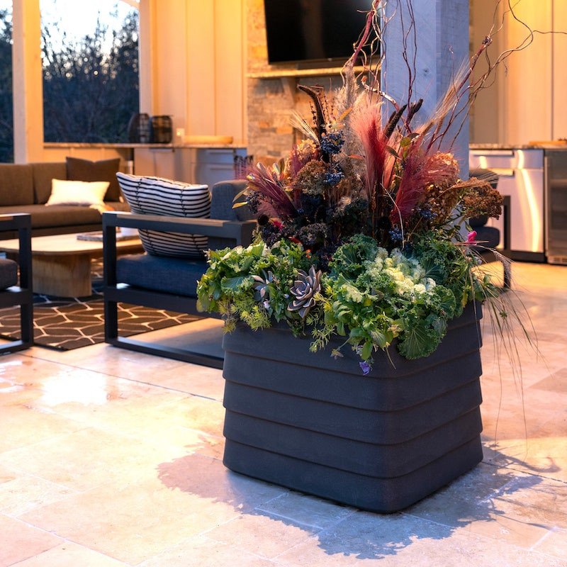 TruDrop Slat Self Watering Planter Box - 22 in - Slate