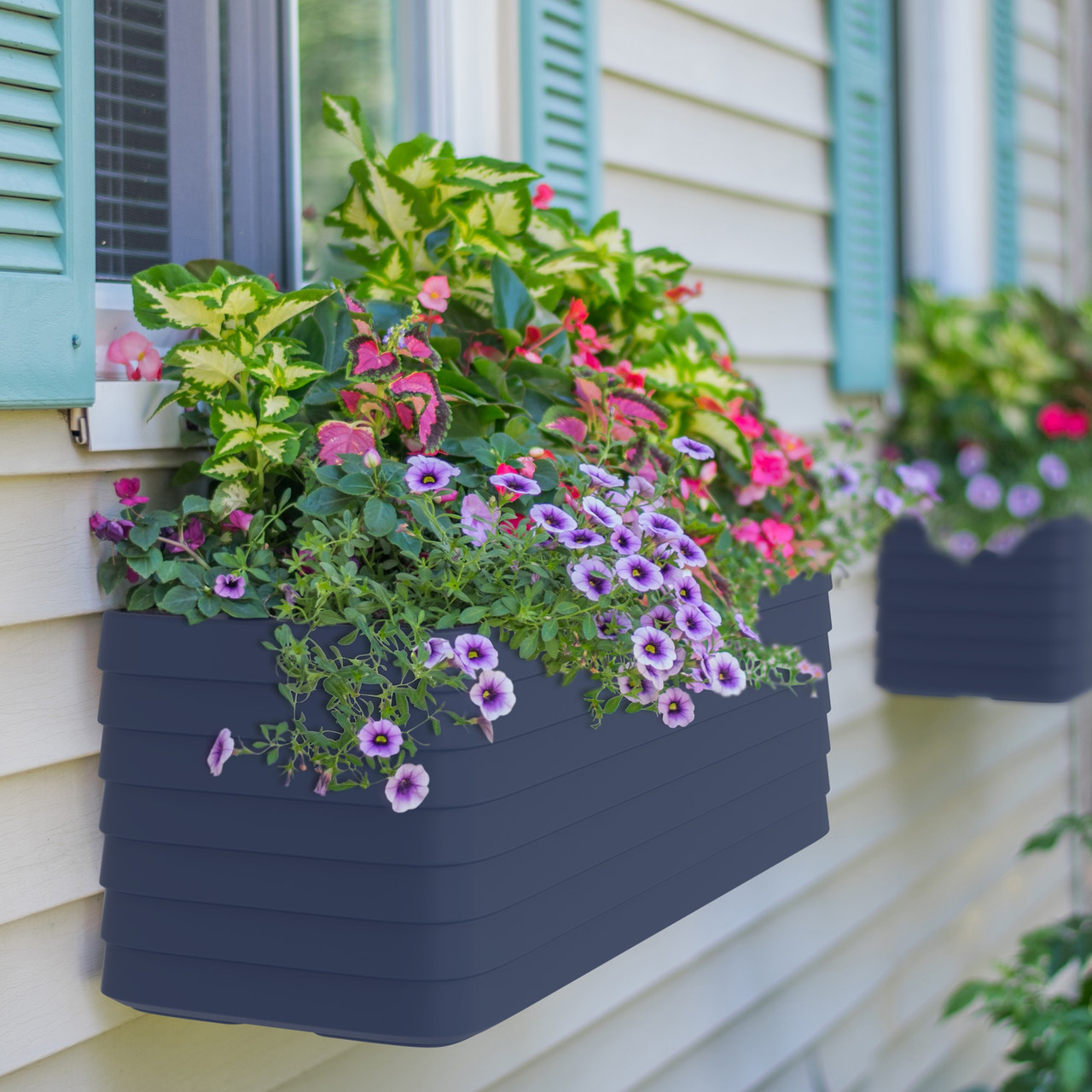 Slat Self-Watering Window Box Planter - Crescent Garden | Plant Addicts