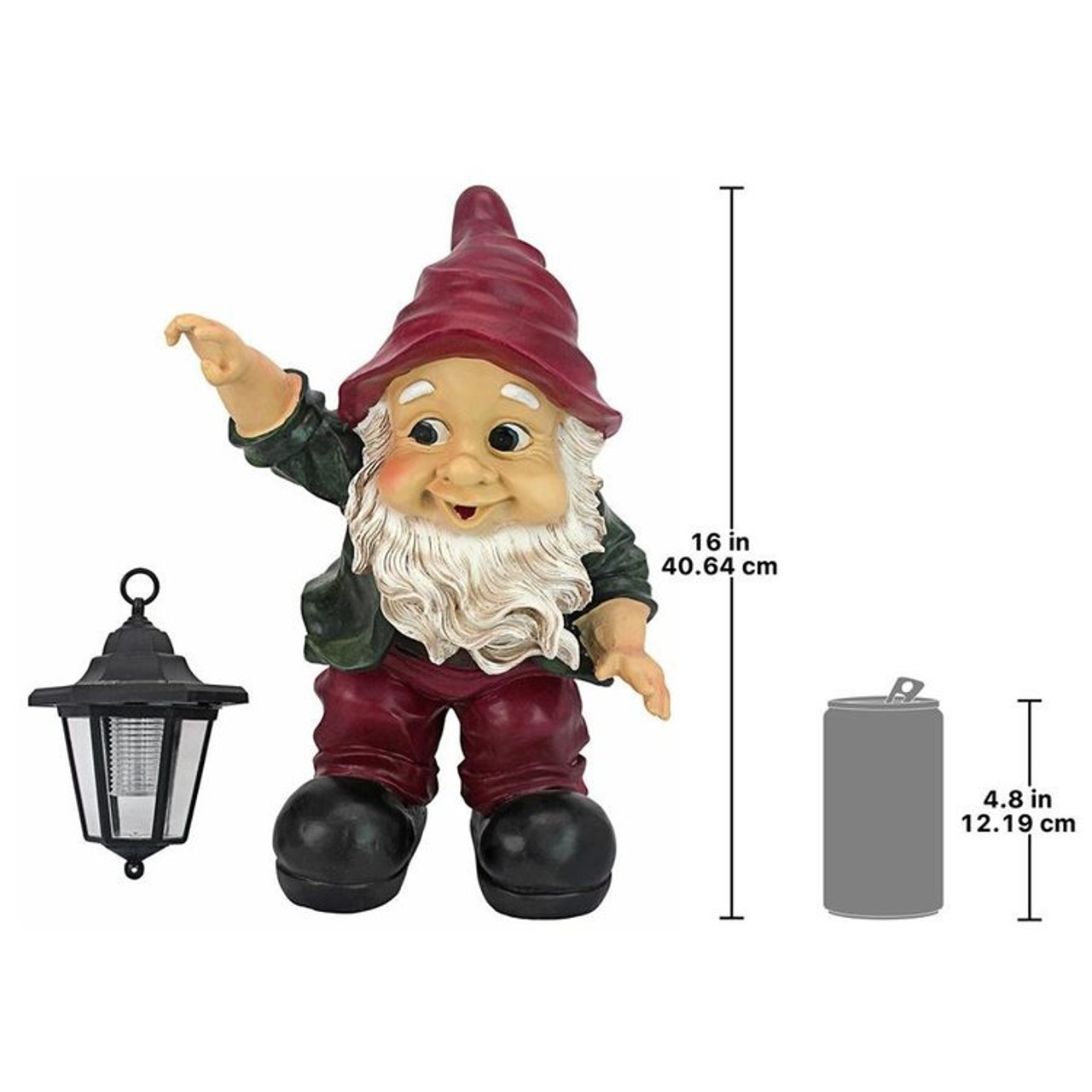 Edison With The Lighted Lantern Garden Gnome Statue | Plant Addicts