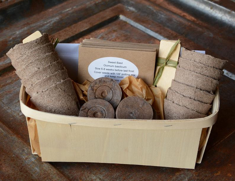 Deluxe Herb Garden Gift Basket Kit Plant Addicts