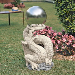 Sir Sagremor Dragon Gazing Ball Orb Garden Statue in the Garden