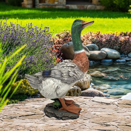 Mallard Duck Statue Next to the Pond
