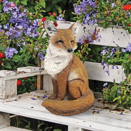 Fabian Flamboyant Fox Garden Statue on the Garden Bench