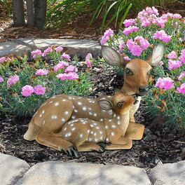Mother's Love Doe and Fawn Statue in the Garden
