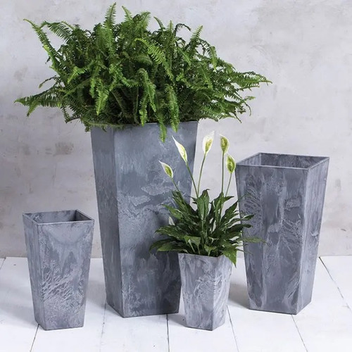 Planter assorted black square planters group