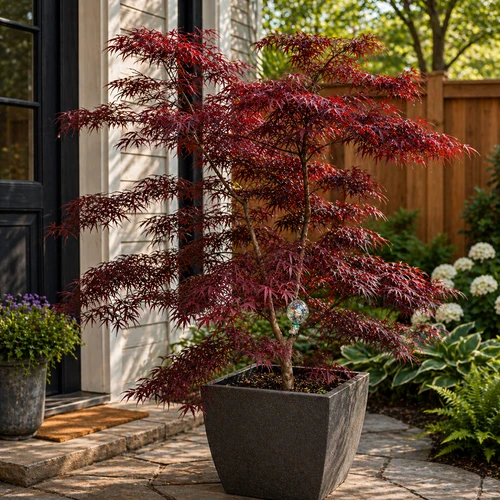 Ribbonleaf Japanese Maple in square planter