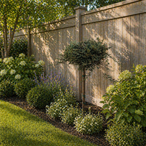 Bar Harbor Creeping Juniper in backyard Garden