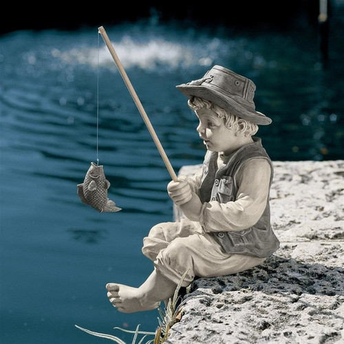 Frederic Little Fisherman Avignon Statue by the Pond