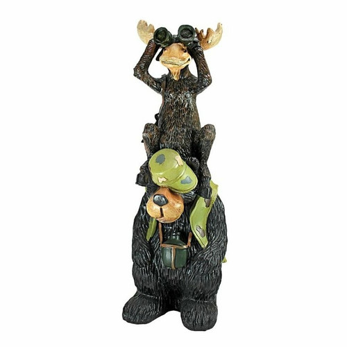 Back Woods Hunting Buddies, Moose and Bear Statue