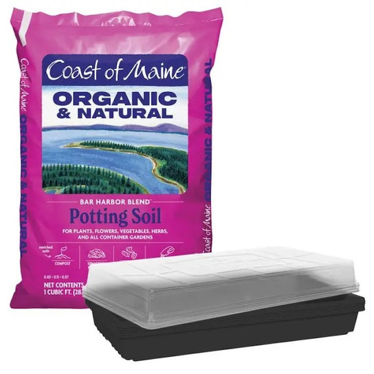 Seed Starting Tray and Dome Kit with Potting Soil