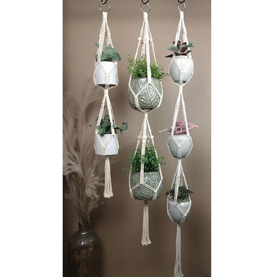 Double For Two Macrame Plant Hanger in a group