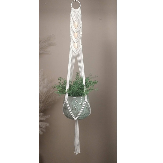 Macrame Arrow Pattern Plant Hanger with plants