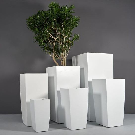 Toulan Modern Tall Tapered Square Planters with Plants