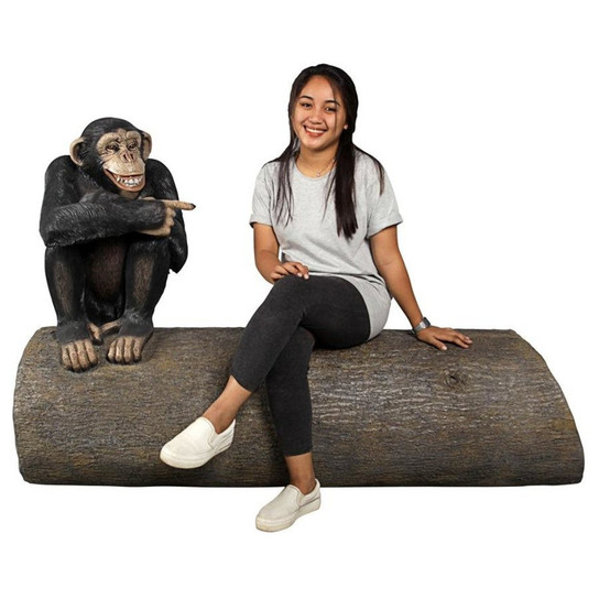Monkey See Monkey Do Chimpanzee Garden Bench With Gardener Relaxing