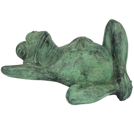 Spitting Lazy Frog Emerald Verde Cast Bronze Garden Statue
