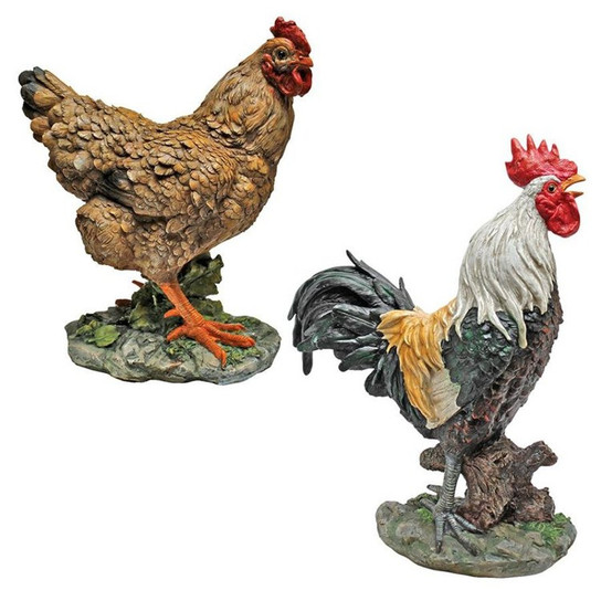 Henrietta the Hen and Cock-A-Doodle-Do Rooster Statue Collection