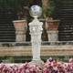 Lion Head Gazing Globe Garden Pillar Statue in the Garden