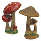 Mystic Forest Red and Tan Mushroom Statue