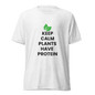 Keep Calm Plants Have Protein T-Shirt - Solid White Triblend - Front View