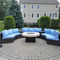 Emerald Green Arborvitae Behind Firepit Patio Table