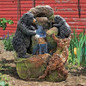 Grizzly Gulch Black Bears Sculptural Water Fountain in the Garden