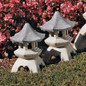 Asian Pagoda Temple Lantern Garden Statues Set of Medium