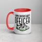 Lawn Enforcement Officer Coffee Mug -  White Ceramic Mug With Color Inside Red  Oz Left