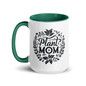 Plant Mom Coffee Mug -  White Ceramic Mug With Color Inside Dark Green  Oz Left
