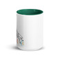 Pray, Love, Eat Coffee Mug -  White Ceramic Mug With Color Inside Dark Green  Oz Front