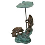 Lily Pad Umbrella Frogs Bronze Garden Statue