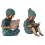 Story Book Boy & Girl Bronze Garden Statues