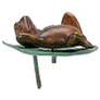 Spitting Frog on Lily Pad Bronze Garden Statue Side View