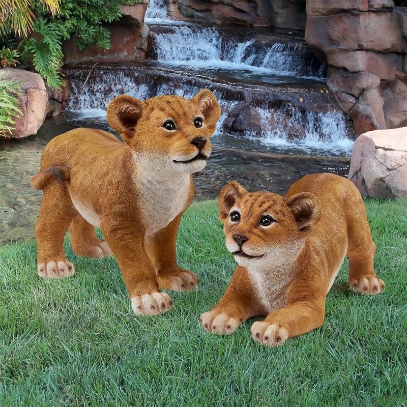 Lion Cubs of the Sahara Animal Statues