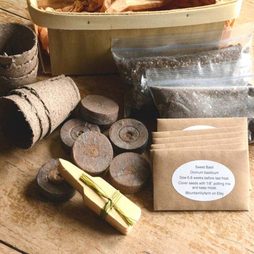 Indoor Herb Garden Gift Basket Kit Plant Addicts