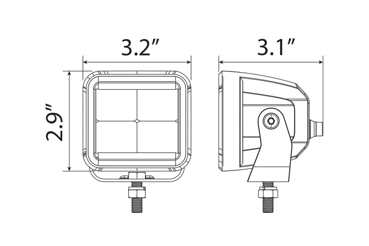 3.2" 40W LED Cube Light Kit, Flood Beam - Clear