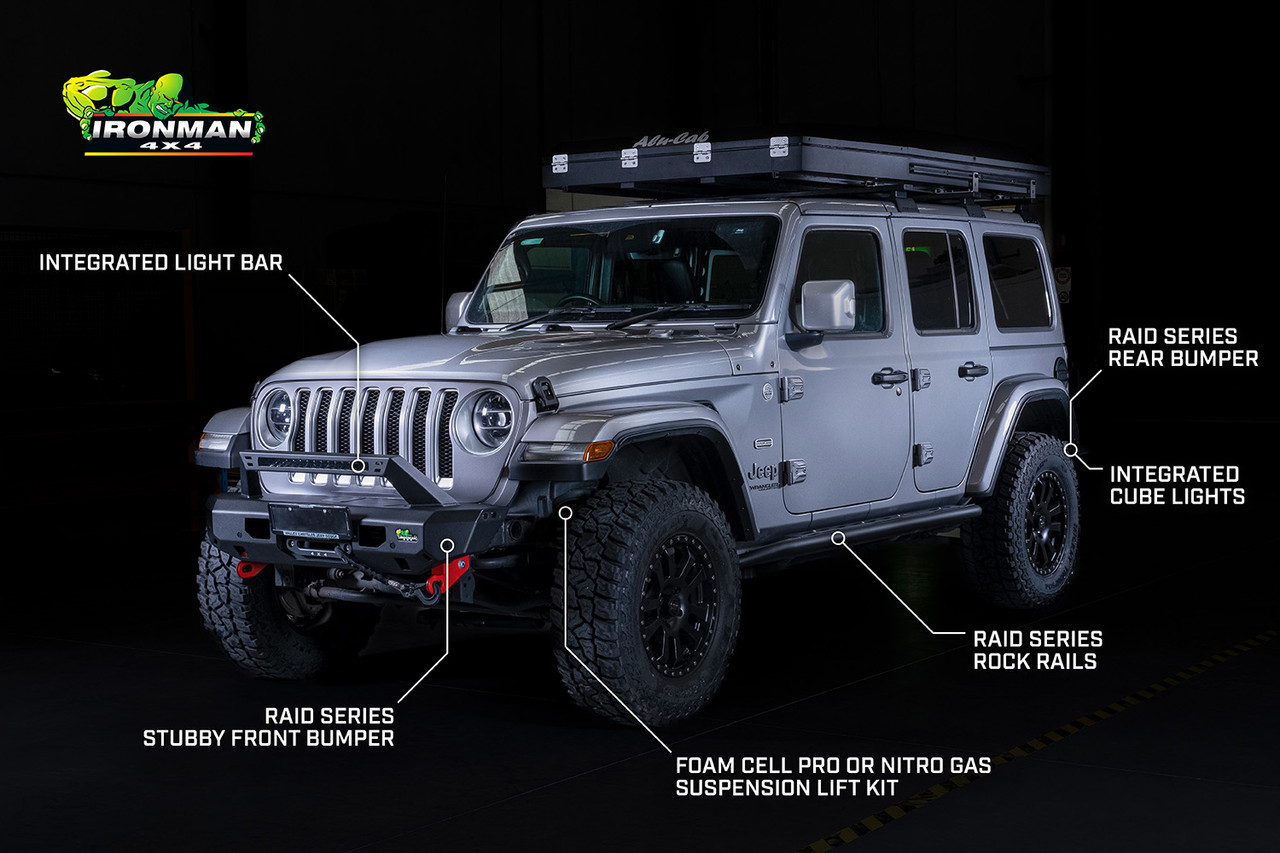 Build Package Suited for 2018-2020 Jeep Wrangler JLU (4 Door) | Suspension Lift Kit | Stubby Front Bumper | Rear Bumper | Side Steps