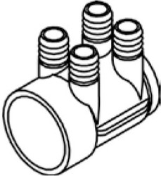 4-Port 0.75" Barb x 2" Slip x Blind End Water Manifold (6540-315)