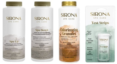 Sirona Chlorine Cold Plunge Kit- Chlorinating Granular, Sirona Spa Up, Sirona Spa Down & Sirona Test Strips (COLD PLUNGE CHLORINE)
