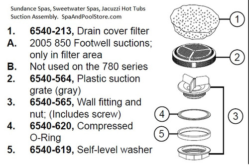 6540 564 Sundance Jacuzzi Plastic Suction Grate Gray Vgb Compliant Suction Fitting Cover