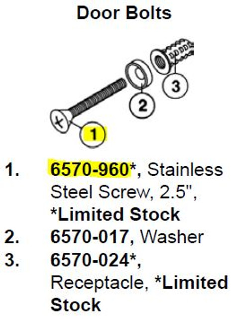 6570-960  Stainless Steel Screw 2.5" *Limited Stock