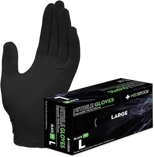Medstock Black Disposable Nitrile Gloves - 100 pack