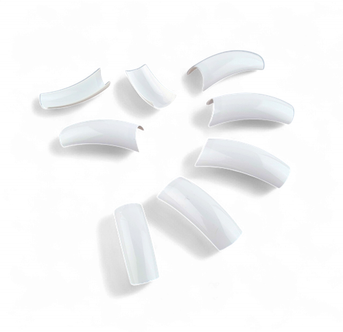Ultra White Half Well Nail Tips 500pc bulk pack organised case for salon use, Close-up of white nail tips showing half-well design for professional application, Nail technician using ultra white tips for salon nail extensions, Assorted nail tips in organised numbered storage case for easy selection, Profile Salon Supplies discontinued nail tips bulk pack Gold Coast Brisbane Australia Wide