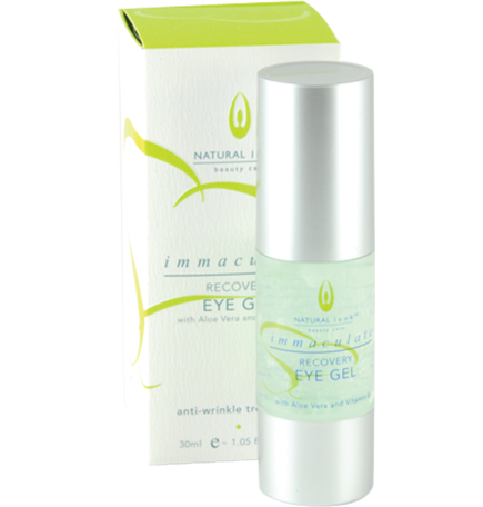 Natural Look Australia Immaculate Ultra Boost Eye Gel 30ml professional eye skincare Gold Coast Brisbane Australia Wide, Beauty therapist applying cooling eye gel during facial treatment, Professional hydrating eye gel for salon skincare, Natural Look Australia eye treatment product for refreshed eye contour, Profile Salon Supplies Natural Look Immaculate Ultra Boost Eye Gel packaging