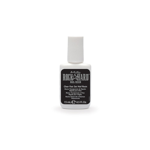 Artistic Nail Design Rock Hard Professional Nail Resin clear fast set nail product Gold Coast Brisbane Australia Wide, Professional nail resin for strong adhesion and repairs, Nail technician using fast setting resin for enhancement services, Clear nail resin for salon applications, Profile Salon Supplies Artistic Nail Design nail products